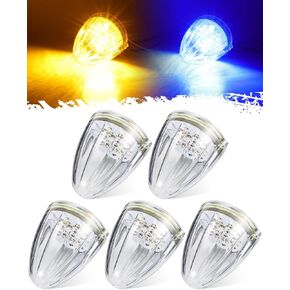 Partsam Cab Light, 5Pc 21 LED Dual Color Torpedo Cab Marker Roof Running Top Light, Waterproof Heavy Duty International Truck Replacement, for Kenworth/Peterbilt/Freightliner/Mack (Amber/Blue)