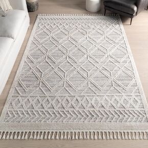 nuLOOM Ansley Moroccan Lattice Tassel Area Rug, 3x5, Grey