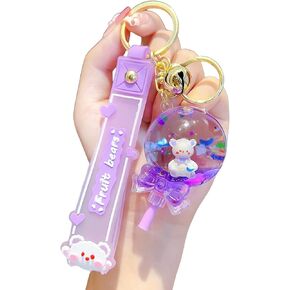 Rertnocnf ICI-Rencontrer Cute Floating Animals Backpack Car Key Pendant Kids Girls Women Acrylic Bag Wallet Liquid Keyring