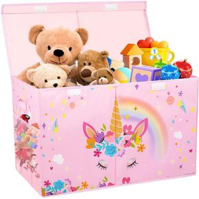 Mabahoo Extra Large Toy Box, Collapsible Toy Storage Organizer, Cute Pattern Toy Chest for Toddlers, Boys, Girls, 25" x 13" x 16" Bin Box for Living Room Area, Playroom, Bedroom, Nursery, Closet