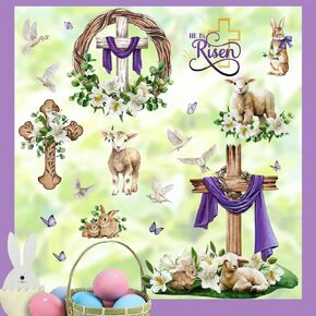 102 قطعة من Yovkky 102 قطعة من ملصقات نافذة الفأر الكرتونية لعيد الفصح السعيد 9 ورقات، ملصقات على شكل بيض الأرنب الأرنب، ملصقات ديكور، سلة زهور الفرخ ديكورات المطبخ المنزلي in Kuwait