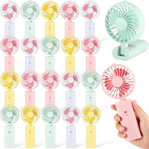 Woanger Mini Handheld Folding Fan Bulk USB Desk Fan Battery Operated Fans with Data Cable Hanging Foldable Desk Fan Small Rechargeable Pocket Fan Portable USB Electric Fan (20 Pcs) in Saudi Arabia