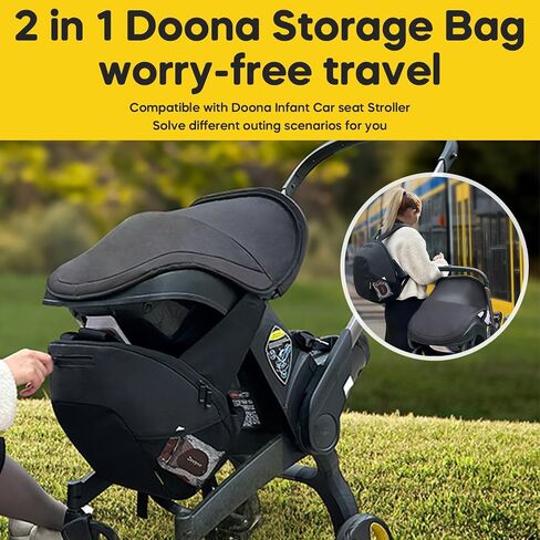 mamatepe Storage Bag Compatible with Doona Infant Car Seat Stroller, All-Day Organizer Diaper Bag with Large Capacity,Wearable Backpack for Baby Travel Essential,Easy Snap-On Storage，Grey in Saudi Arabia