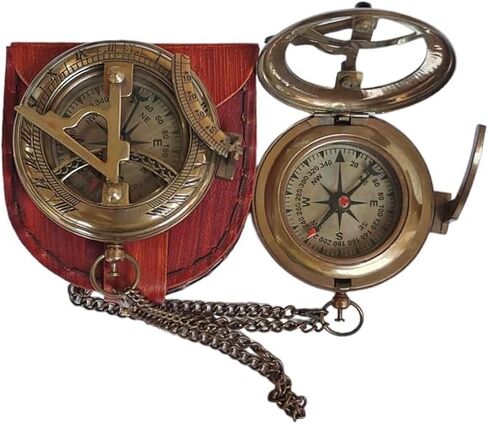 بوصلة شمسية مخصصة مع حقيبة جلدية | هدايا المعمودية، أفضل عيد الفصح، هدايا عيد الميلاد، هدايا التخرج، هدايا الزفاف، الهدايا الدينية للرجال، يشوع 1: 9 هدايا دينية للنساء in Kuwait