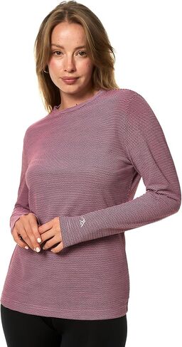Merino Wool Base Layer Women - 100% Merino Wool Shirt Women Thermal Underwear Long Sleeve T-Shirt for Hiking (Medium, 170 Raspberry Weaved) in Kuwait