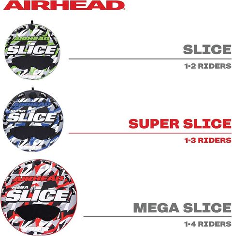 نماذج Airhead Slice قابلة للقطر 2-4 راكب، أنبوب للقوارب والرياضات المائية، غطاء نايلون كامل عالي التحمل مع سحاب، وسادات إسفنجية EVA، وصمام أمان للسرعة حاصل على براءة اختراع لسهولة النفخ والتفريغ in Kuwait
