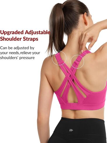 Yvette Sports Bra High Impact Adjustable Criss Cross Back, Full Support for Large Bust No Bounce, Haze Blue,L in Kuwait