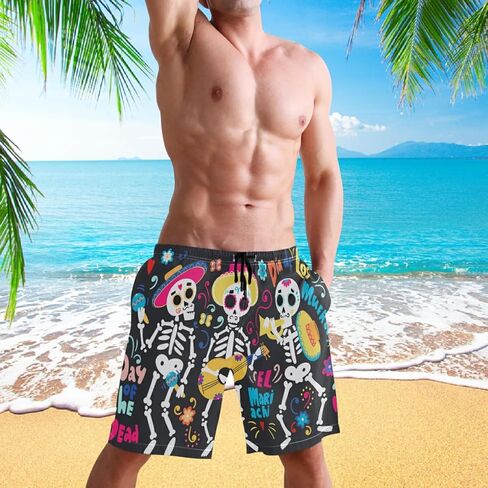 visesunny Men's Beach Short Cool Dog Puppy Animal Hot Summer Swim Trunks Sports Running Bathing Suits in Kuwait