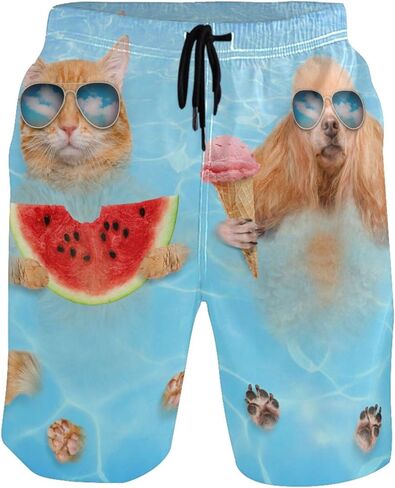 visesunny Men's Beach Short Cool Dog Puppy Animal Hot Summer Swim Trunks Sports Running Bathing Suits in Kuwait