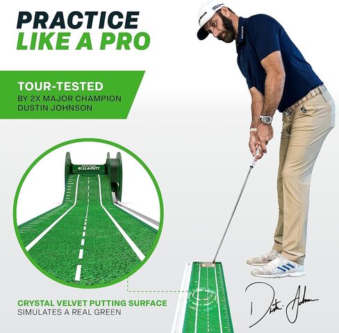 PERFECT PRACTICE Official Putting Mat of Dustin Johnson - Indoor Golf Putting Green with 1/2 Hole Training for Mini Games & Practicing at Home or in The Office - Gifts for Golfers - Golf Accessories in Saudi Arabia