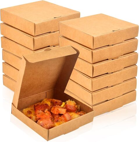 WANGDEFA 50 Pcs Mini Pizza Boxes 3.5 x 3.5 Square Cardboard Mini Pizza Box for Celebrations Party Favors Christmas Birthdays Valentines Day Weddings in Kuwait