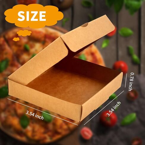WANGDEFA 50 Pcs Mini Pizza Boxes 3.5 x 3.5 Square Cardboard Mini Pizza Box for Celebrations Party Favors Christmas Birthdays Valentines Day Weddings in Kuwait
