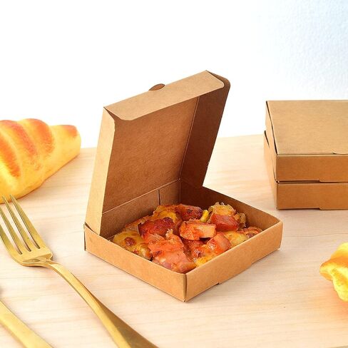 WANGDEFA 50 Pcs Mini Pizza Boxes 3.5 x 3.5 Square Cardboard Mini Pizza Box for Celebrations Party Favors Christmas Birthdays Valentines Day Weddings in Kuwait