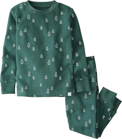 little planet by carter's Unisex Baby Organic Cotton 2-Piece Pajama Sets, Waffle Knit Sage Blue, 12 Months in Kuwait