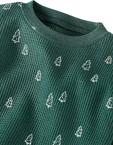 little planet by carter's Unisex Baby Organic Cotton 2-Piece Pajama Sets, Waffle Knit Sage Blue, 12 Months in Kuwait
