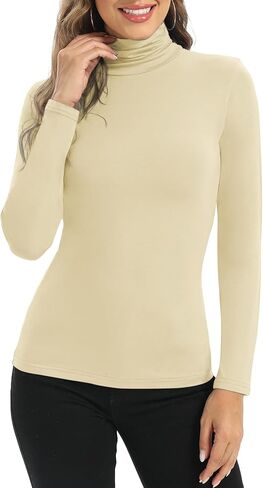 بلوزة بيسيك كاجوال عصرية خفيفة الوزن بقبة دائرية واكمام طويلة للنساء من زيفيرين in Kuwait