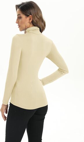 بلوزة بيسيك كاجوال عصرية خفيفة الوزن بقبة دائرية واكمام طويلة للنساء من زيفيرين in Kuwait