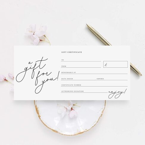 Bliss Collections شهادة هدية فارغة، Hello Gorgeous، قسائم بطاقات وورقية للشركات الصغيرة، وصالونات الشعر، وحانات التجميل، والمطاعم، وبطاقات ثقيلة الوزن مقاس 4 × 9 بوصة (25 شهادة) in Kuwait