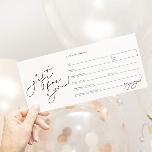 Bliss Collections شهادة هدية فارغة، Hello Gorgeous، قسائم بطاقات وورقية للشركات الصغيرة، وصالونات الشعر، وحانات التجميل، والمطاعم، وبطاقات ثقيلة الوزن مقاس 4 × 9 بوصة (25 شهادة) in Kuwait