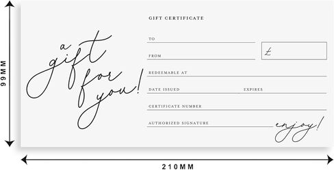 Bliss Collections شهادة هدية فارغة، Hello Gorgeous، قسائم بطاقات وورقية للشركات الصغيرة، وصالونات الشعر، وحانات التجميل، والمطاعم، وبطاقات ثقيلة الوزن مقاس 4 × 9 بوصة (25 شهادة) in Kuwait