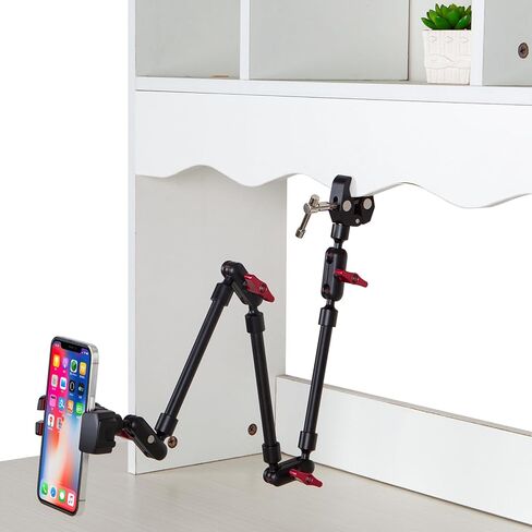 Adjustable Articulating Magic Arm with Clamp and Phone Holder Clip for Desk Mount, Desk Stand, Cell Phone Tripod in Kuwait