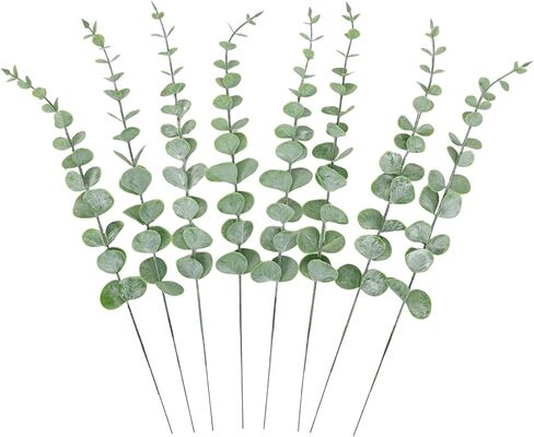 CEWOR 24pcs Gold Eucalyptus Stems Decor 14 Inch Artificial Eucalyptus Leaves for Wedding Centerpiece Flower Floral Arrangement Farmhouse Home Decoration in Kuwait
