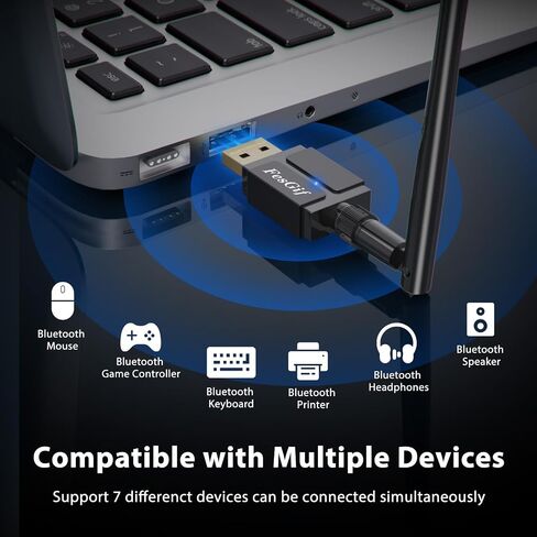 FesiGif 1 Pack Long Range USB Bluetooth 5.3 Adapter for Desktop PC Class1 Bluetooth EDR Dongle Transmitter Receiver Plug & Play Wireless Bluetooth Controller Adapter for Laptop Headsets Keyboard Mouse in Saudi Arabia
