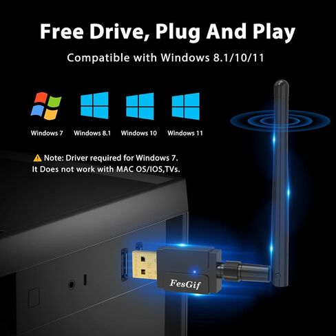 FesiGif 1 Pack Long Range USB Bluetooth 5.3 Adapter for Desktop PC Class1 Bluetooth EDR Dongle Transmitter Receiver Plug & Play Wireless Bluetooth Controller Adapter for Laptop Headsets Keyboard Mouse in Saudi Arabia