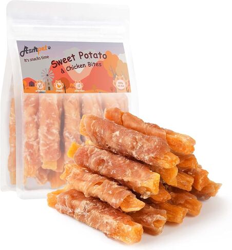 ASMPET Sweet Potato Dog Treats Fries, Healthy Natural Low Fat Grain Free Treats, Gluten Free Vegetarian Snack Gift for Small Medium & Large Dogs, Vegan Dog Chews 11 Ounce in Saudi Arabia