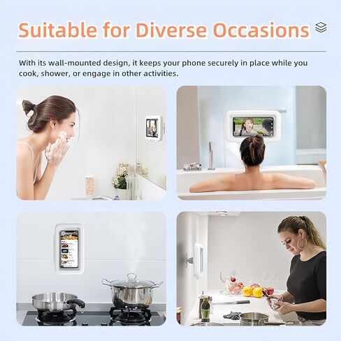Shower Phone Holder 480 Rotation Phone Stand Case Mount for Bathroom Waterproof Bathtub Kitchen Wall Mirror Compatible with iPhone Samsung All 4.5-7 Inch Smartphones. T-NN (Black) in Kuwait
