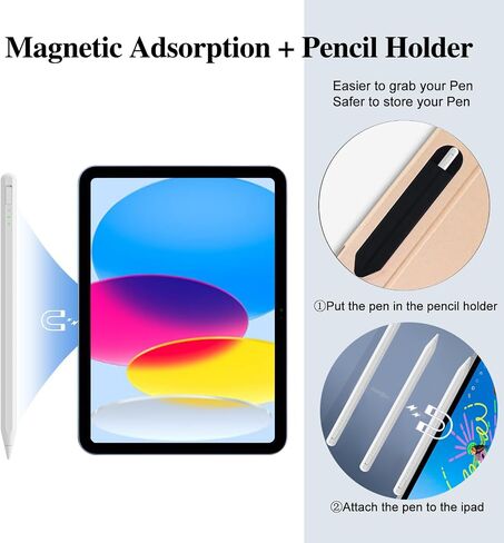 Stylus Pen for iPad11&10thGen,14Mins Faster Charge, with Pencil Holder,Palm Rejection, Tilt Sensitivity, for iPad Air11&13-inch(M3/M2), iPad Pro 11&13-inch (M4),iPad 6-11th,iPad Pro 11/12.9 inch in Kuwait