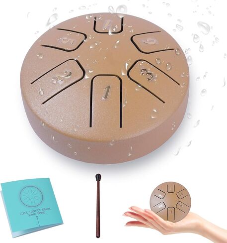 Eavnbaek الصلب اللسان طبل 3.8 بوصة 6 ملاحظة صغيرة Handpan طبل أداة قرع، الصلب اليد طبل الصوت شفاء الصلب طبل عدة، للتخييم التأمل حفلة اليوغا زن (الوردي) in Kuwait