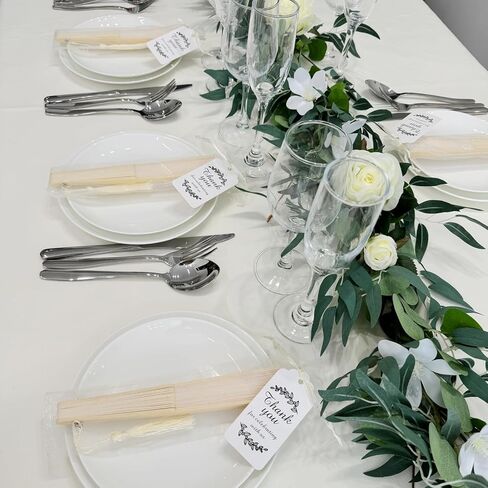 SL crafts 50 sets Imitated Silk Hand Fan with Tassel and Gift Bags and Thank you Gift tag Fabric Folding Hand Fans Bamboo Folded Handheld Fan Wedding Fan Bridal Dancing Props Party Favors (Royal Blue) in Kuwait