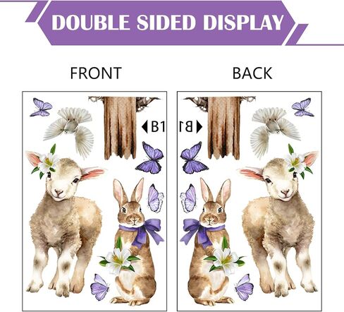 102 قطعة من Yovkky 102 قطعة من ملصقات نافذة الفأر الكرتونية لعيد الفصح السعيد 9 ورقات، ملصقات على شكل بيض الأرنب الأرنب، ملصقات ديكور، سلة زهور الفرخ ديكورات المطبخ المنزلي in Kuwait