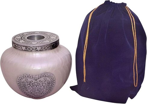 HLC URNS Lovely Keepsake Urn – Silver Heart Small Keepsake Qnty 1 - Keepsake Urn for Human Ashes with 1 Velvet Box Bag-Mini Keepsake Urn - Affordable Keepsake Urn (3 cu.in) in Saudi Arabia