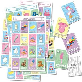 More Fiesta Baby Shower Bingo Tablas Game in Spanish, 20 Playing Boards and Cards (for Up to 20 Players)