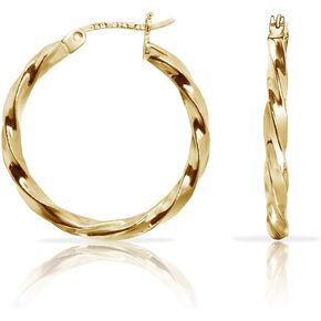 SOLIDSILVER- أقراط حلقية من الفضة الإسترليني - ذهب أصفر مغطس | مقاسات 15-70 ملم in Kuwait