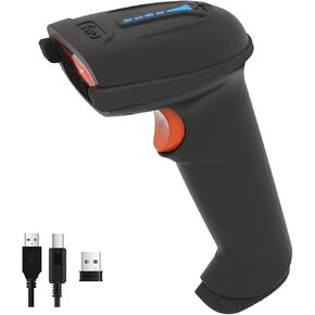 Tera 1D 2D QR Barcode Scanner Wireless and Wired with Battery Level Indicator Digital Printed Bar Codes Reader with Stand Portable Handheld Barcode Scanner Compact Plug and Play Model D5100-Z