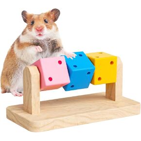 Hamster Wood Ledge Platform with Lava Stone Block Chew Toys,Pet Cage Resting Wooden Shelf for Chinchilla Guinea Pig Gerbil Mouse Rat