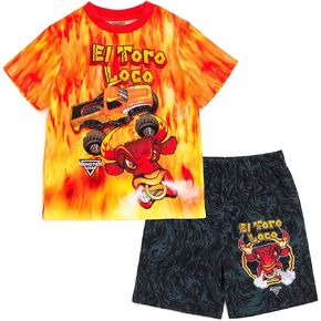 Monster Jam Grave Digger Megalodon El Toro Loco Pajama Shirt & Shorts