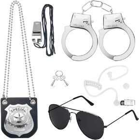 ERDOGLY 6PCS Police Pretend Play Toys Set, Kids Cop Detective Dress Up Accessories, Cosplay Police Officer Costume with Badge, Handcuffs, Easter Stuffers