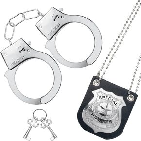 ERDOGLY 6PCS Police Pretend Play Toys Set, Kids Cop Detective Dress Up Accessories, Cosplay Police Officer Costume with Badge, Handcuffs, Easter Stuffers