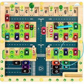FICCURYS Magnetic Alphabet Maze Letter Puzzle,Montessori Fine Motor Skills Toys for Toddler Kids 3+ Year Old,Autism Sensory Toys for Girls Boys,Learning Educational Toys for Christmas Birthdays