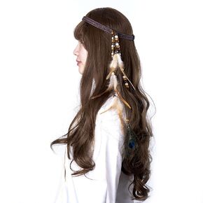 lureme Indian Feather Headband Accessories-Handmade Feather Hair Ties Costume Head Dress Tribal Feather Headpiece (hb000012-5)