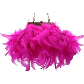 UMREN Feather Clutches Purses for Women Vintage Evening Clutch Fluffy Feather Handbag Crossbody Bag
