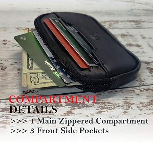 AH Mens Slim Wallet, Minimalist Thin Front Pocket GENUINE Leather Credit Card Holder with RFID Blocking for Work Travel in Kuwait