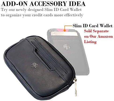 AH Mens Slim Wallet, Minimalist Thin Front Pocket GENUINE Leather Credit Card Holder with RFID Blocking for Work Travel in Kuwait