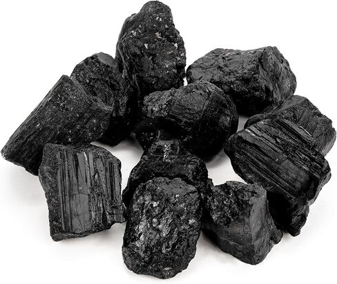 مجموعة بلورات التورمالين السوداء من MAIBAOTA، بلورات شفاء طبيعية من حجر الكريستال بوزن 1 رطل لتهدئة وتنقية الطاقة، حجر خام غير منتظم للسقوط والتلميع وتغليف الأسلاك واليكا والريكي in Kuwait