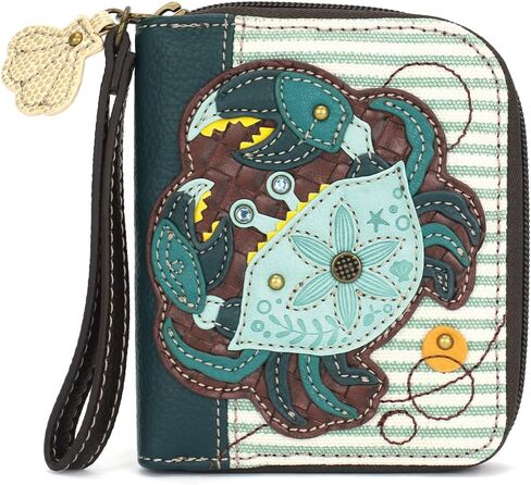 CHALA Zip Around Wallet, Wristlet, 8 Credit Card Slots, Sturdy Pu Leather - Chickadee - green One Size in Kuwait