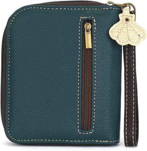 CHALA Zip Around Wallet, Wristlet, 8 Credit Card Slots, Sturdy Pu Leather - Chickadee - green One Size in Kuwait
